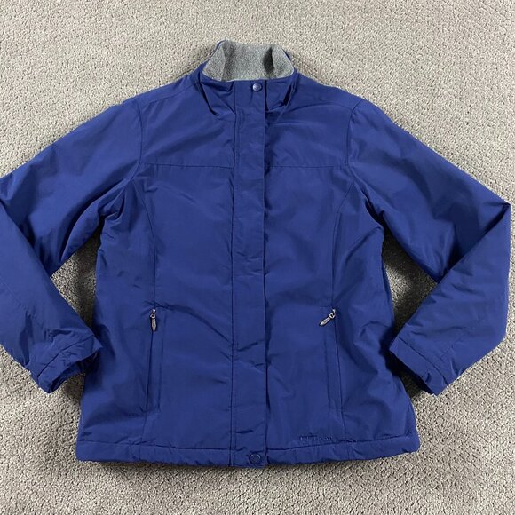 LL Bean Jacket Women's Small Blue Full Zip Fleece Lined Nylon Winter O GBP9 - Picture 2 of 16